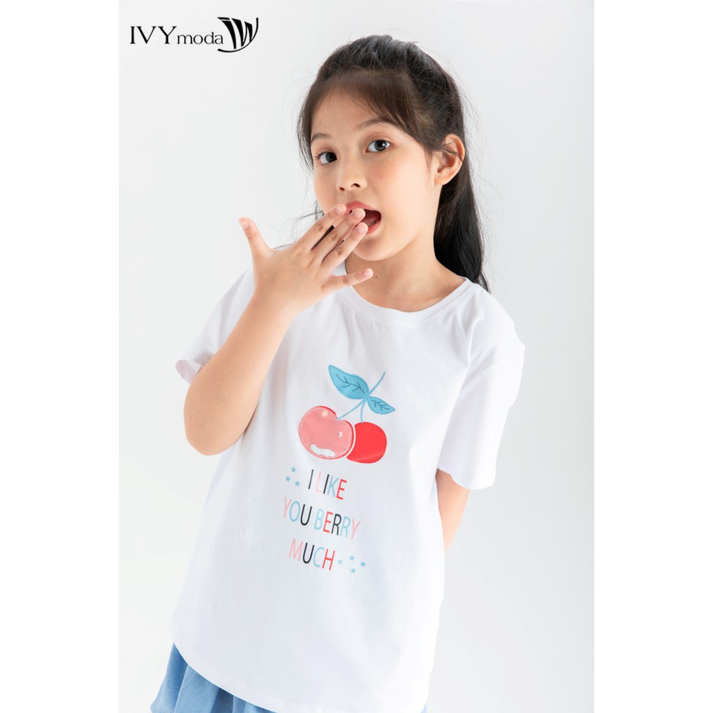Áo thun quả cherry bé gái IVY moda MS 57G1343