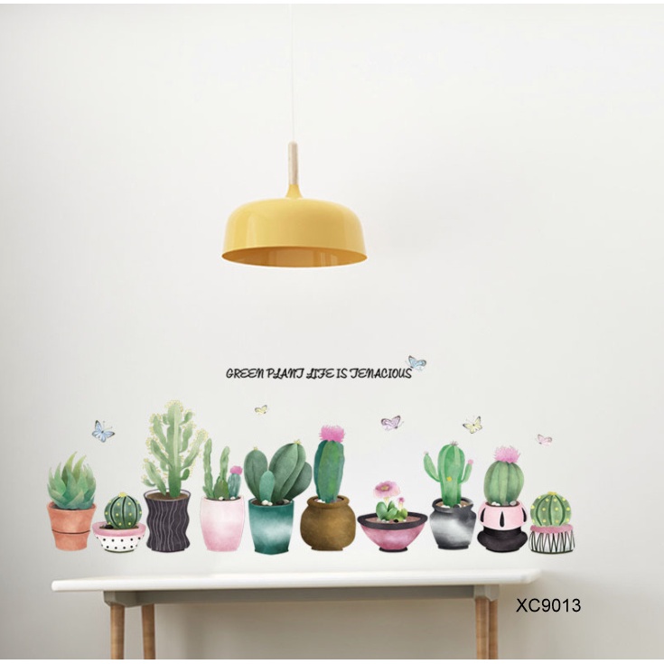 Decal trang trí chạu xương rồng chất liệu PVC sắc nét