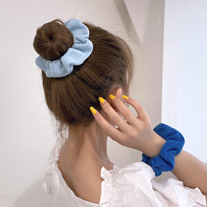 Dây Buộc Tóc Dày Dặn Màu Sắc Đơn Giản Phong Cách Retro Hàn Quốc Cho Nữ