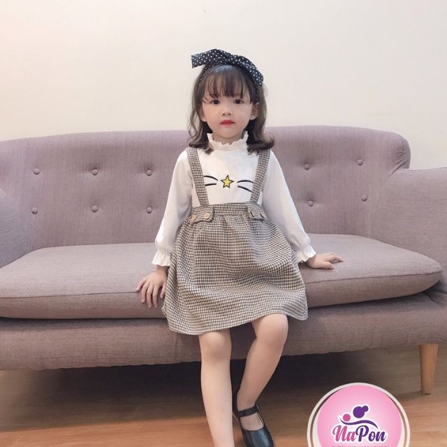 [HÀNG CỰC ĐẸP]Set váy yếm cho bé, áo cute cho bé gái, mặc đi học đi chơi, đi tiệc đều sành điệu củ kiệu luôn ạ.