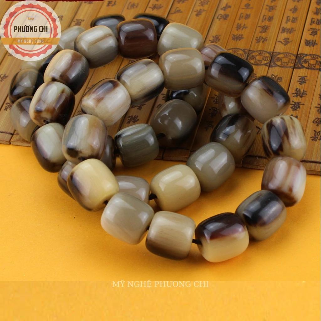 Vòng đeo tay sừng may mắn kiểu đốt trúc màu vân sừng tự nhiên đẹp, Vòng tay phong thủy mang tài lộc về nhà bạn