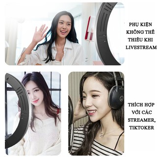 Bộ đèn livestream bán hàng, makeup trang điểm 3 chế độ sáng chân đèn cao 2m size 16/26/30/34/45cm