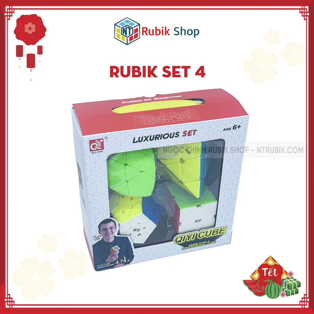 [Giảm giá] Set 4 /Combo 4 Rubik biến thể (Qiming -Pyraminx,Qicheng -Skewb,Qiheng S-Megaminx,Mastermorphix)