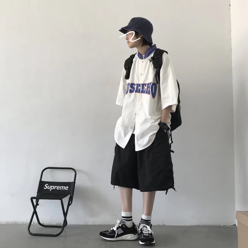 Quần Short Dáng Rộng Phối Nhiều Túi Phong Cách Hip Hop Đường Phố Cho Nam Size M-4XL