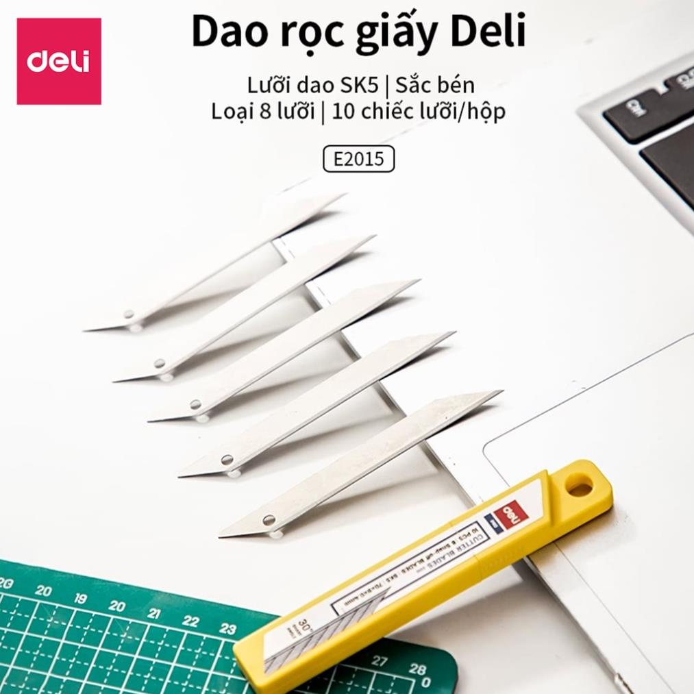 Lưỡi dao rọc giấy Deli, Bạc, 10 chiếc lưỡi/hộp - 2 hộp - E2015