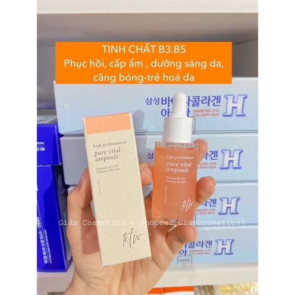 Serum dưỡng trắng, dưỡng ẩm  Pure Vital Ampoule 30ml, Serum B3 + B5, mờ thâm nám, chống lão hóa, phục hồi da