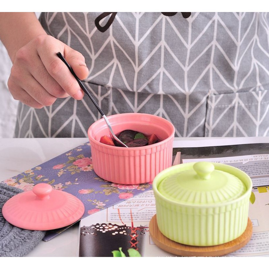 Bát Ăn Dặm Gốm Sứ Ramenkin Có Nắp 150ml -180ml NiceBabyVn