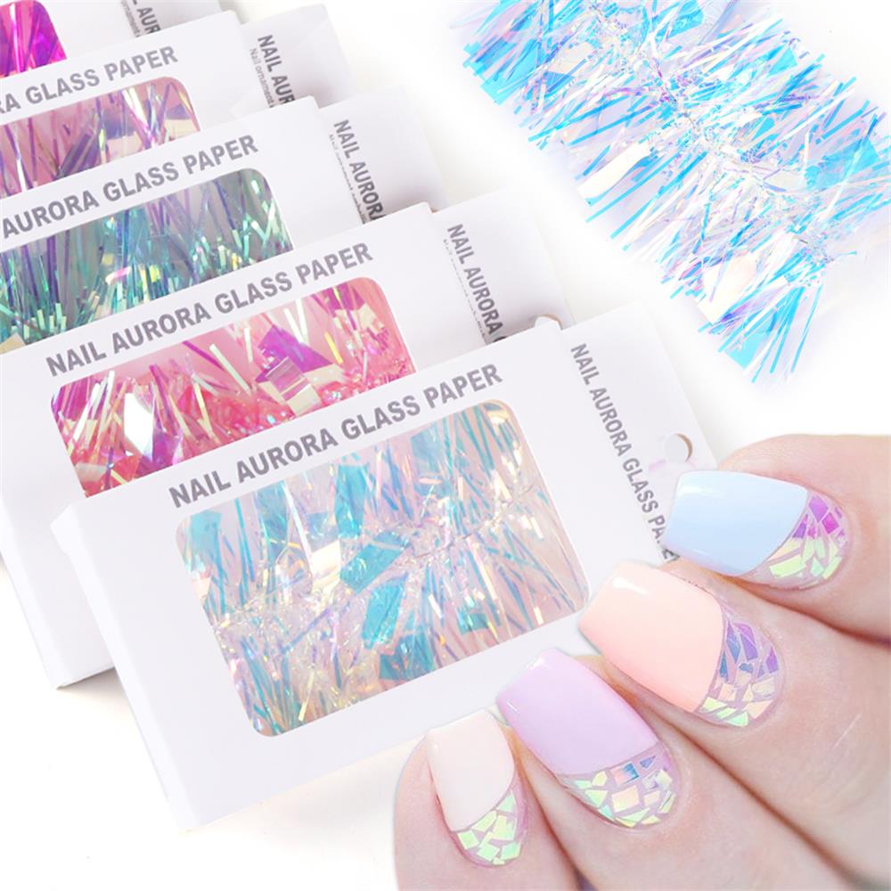 Giấy Bóng Kính Màu Gradient Aurora 3D Dán Móng Tay Trang Trí Nghệ Thuật