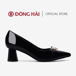 Giày cao gót nữ Đông hải thiết kế khóa nơ mạ vàng cách điệu thời thượng gót trụ tôn dáng cao 5cm - G81K4