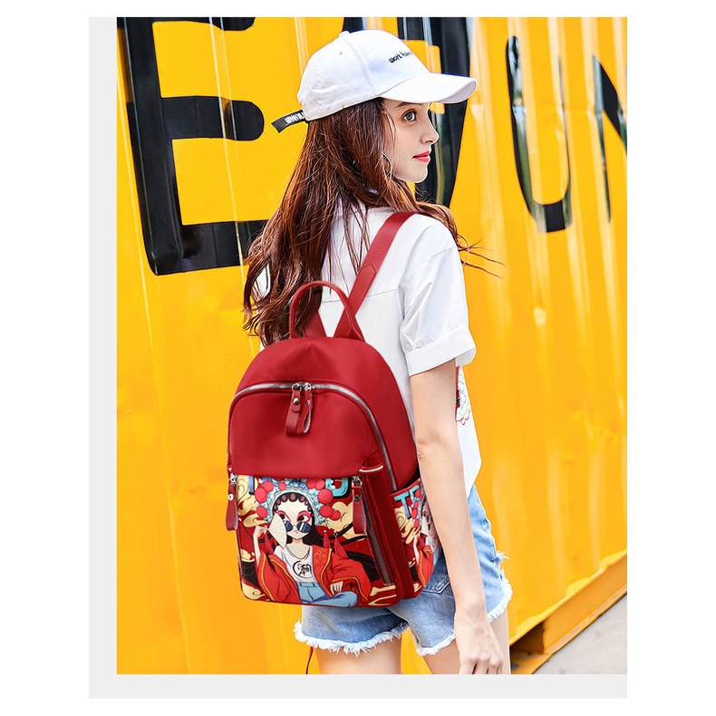 Ba Lô Vải Oxford Nhiều Túi Kích Thước Lớn Phong Cách Dân Tộc Mới Cho Nữ Đi Du Lịch