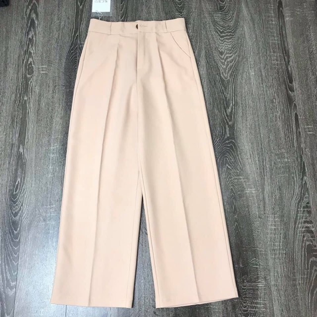 Quần culottes cạp cao - quần ống rộng 1 khuy