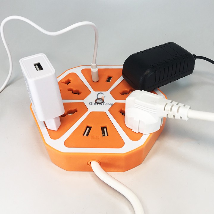 Ổ cắm điện hình chiếc lá, trái cam có cổng usb