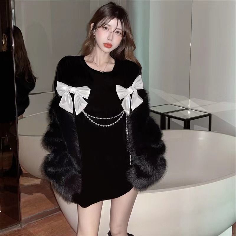 Áo Thun Tay Ngắn Dáng Rộng Mùa Hè Thiết Kế Thắt Nơ Dây Xích Phong Cách Hàn Quốc Mới Cho Nữ