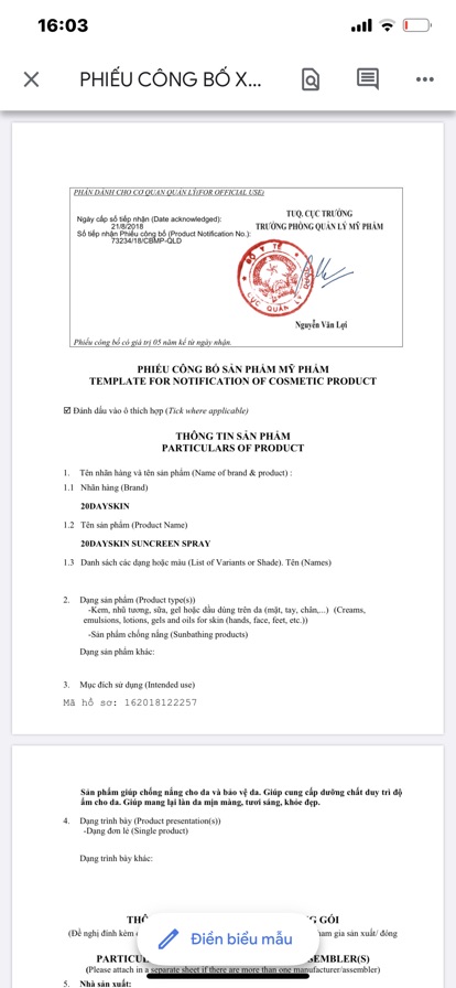 XỊT DƯỠNG TRẮNG CHỐNG NẮNG 20DAYSKIN | BigBuy360 - bigbuy360.vn