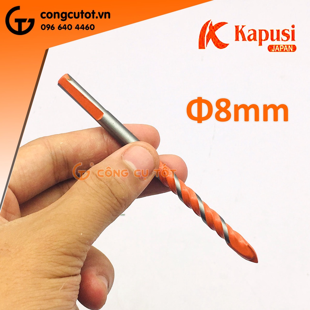 Mũi khoan đa năng chuôi tròn vát màu cam (Ø6,Ø8,Ø10mm) Kapusi