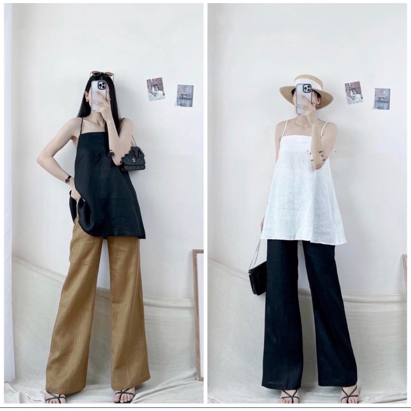 Áo 2 dây form suông IVY TOP Chất liệu vải dày dặn lên form xịn xò