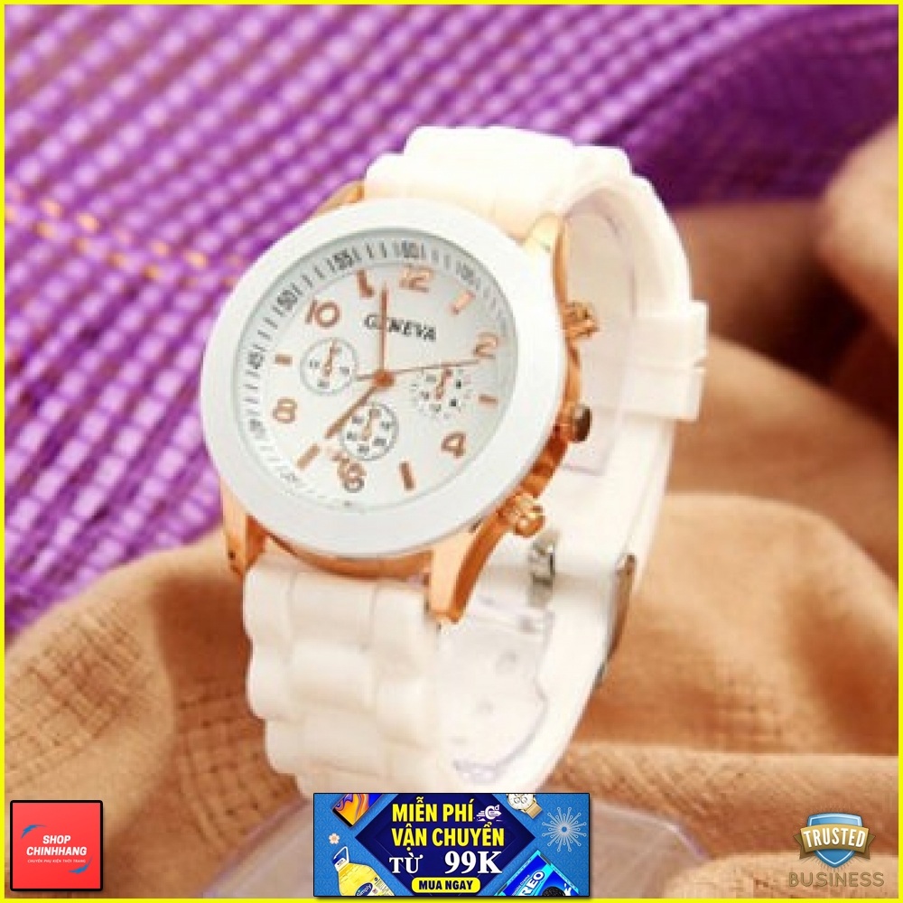 [GIÁ SHOK] ĐỒNG HỒ NỮ GENEVA A01 DÂY CAO SU THỜI TRANG AH574