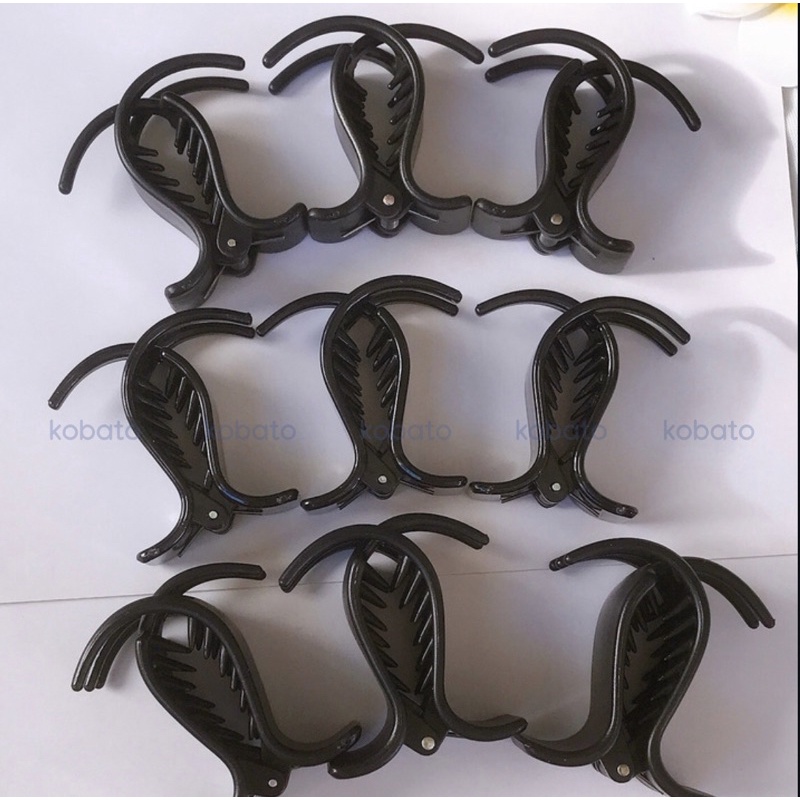 Set 3 kẹp tóc càng cua 3 răng, 5 răng màu đen nhựa nhám và bóng
