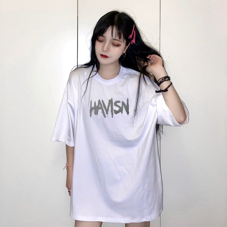 ☾✖2020 summer new Korean version of large size women s clothing loose 200 kg fat MM port Wind printed half-sleeved T-shirt female student trend