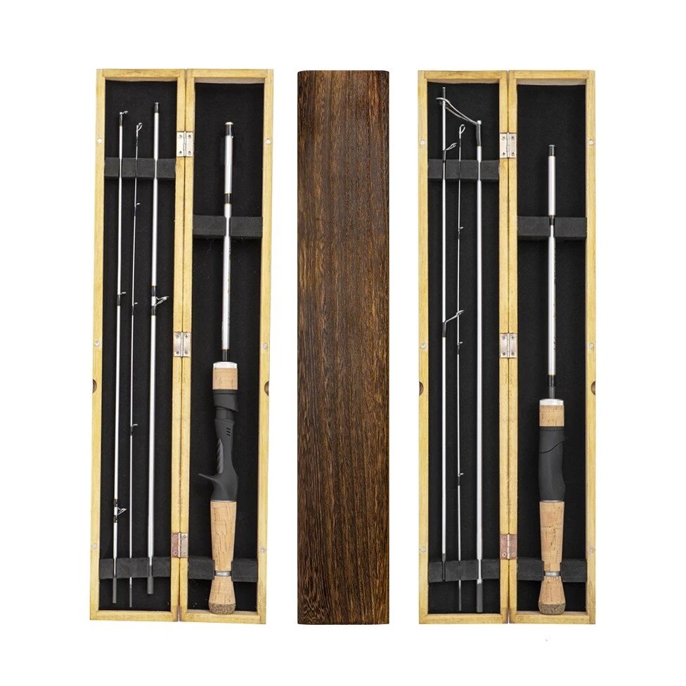 Cần câu lure Ultra light 4 khúc siêu gọn máy ngang và đứng,có hộp gỗ đựng đi kèm phukiencaulure25 cần câu UL siêu nhẹ