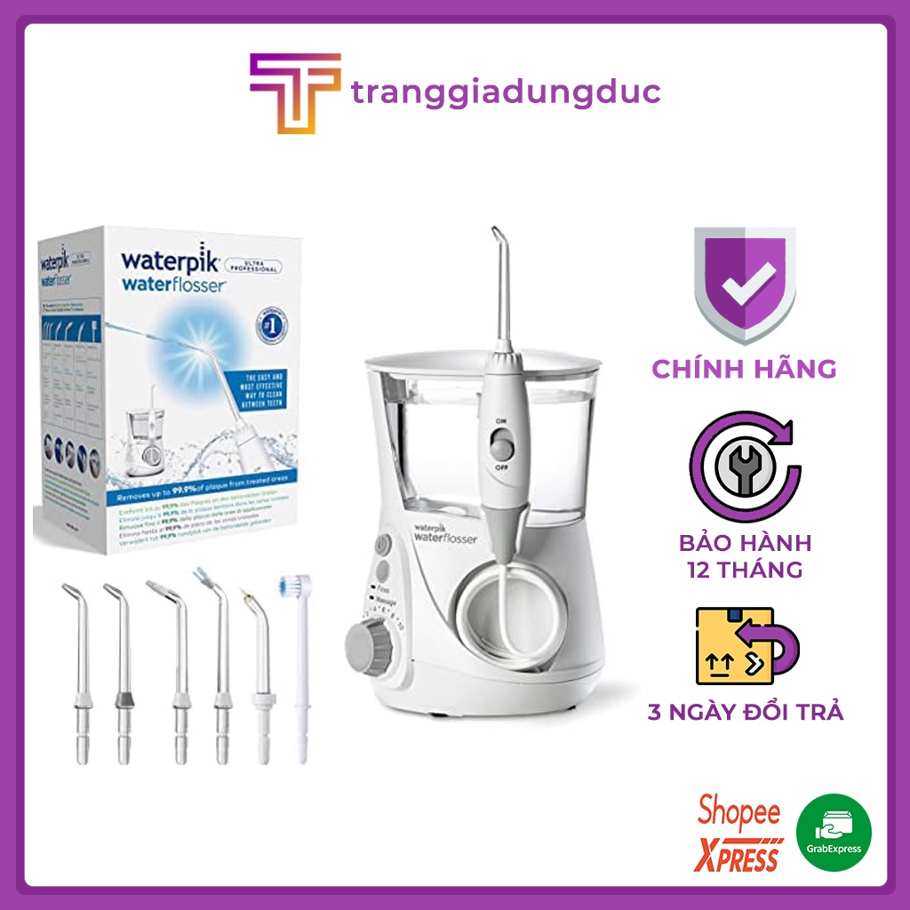 Máy tăm nước kèm bình 650ml Waterpik WP-660EU Ultra Professional oral irrigator, màu trắng