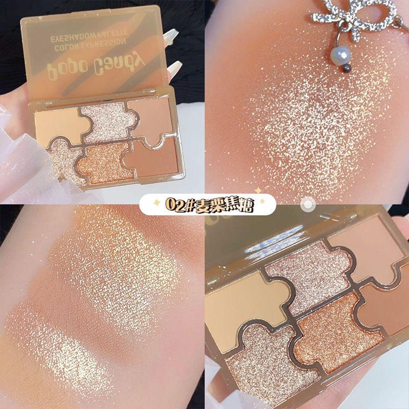 Bảng Phấn Mắt MISS LARA 6 Màu Tông Đất Lấp Lánh Lâu Trôi