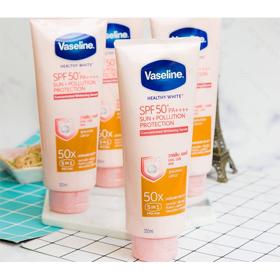 Sữa Dưỡng Thể Vaseline Perfect Serum 50X Tuýp 320ml - Cacao Cosmetic