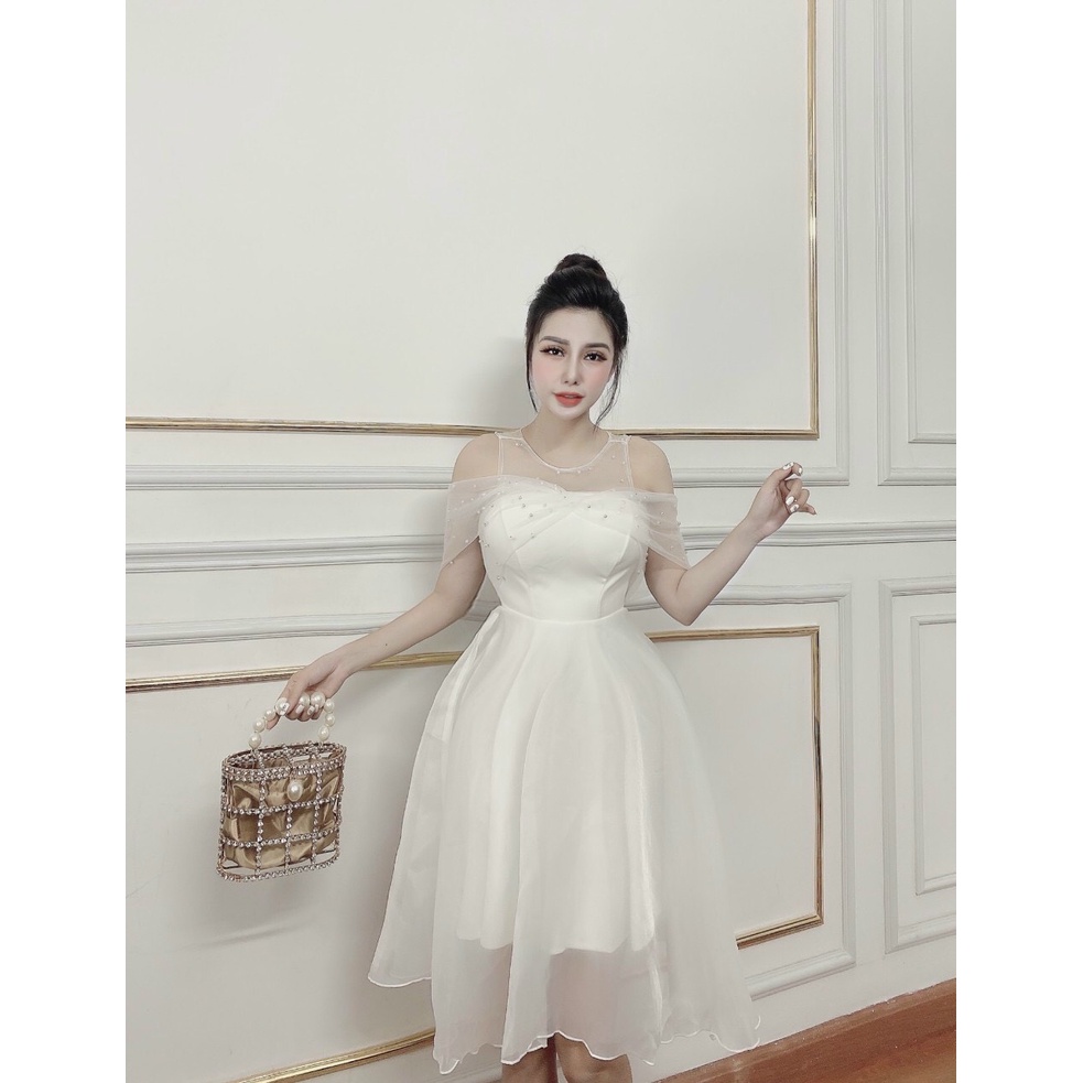 Váy đầm xòe dự tiệc, đầm trễ vai công chúa nhẹ nhàng, sang chảnh đi tiệc, đi cưới, đi chơi, kỷ yếu... cực chất
