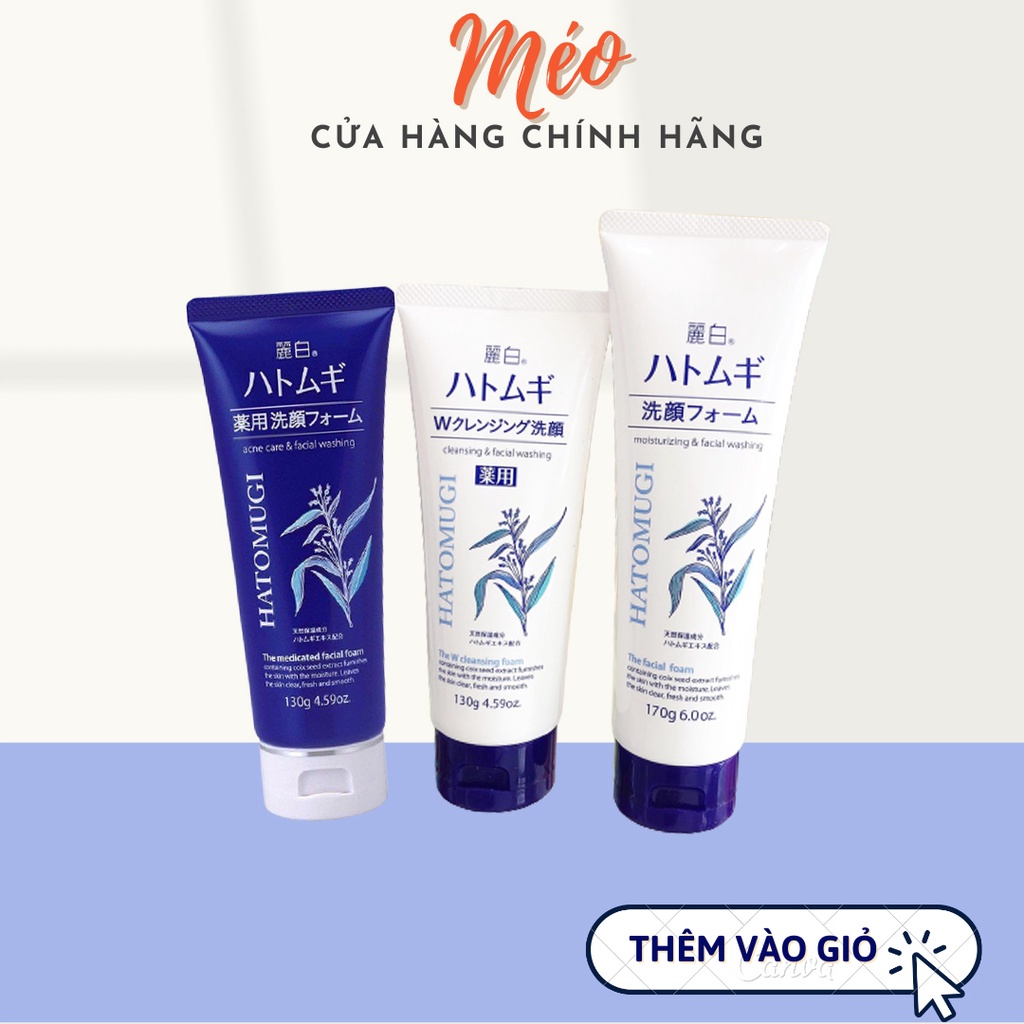 Sữa rửa mặt trắng da Hatomugi Cleansing Foam hạt Ý Dĩ - Cho làn da trắng sáng rạng rỡ, sạch mụn