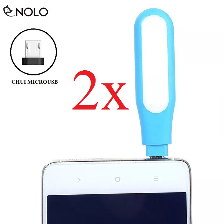 Combo 2 Đèn Led Mini OTG Siêu Sáng Chui Cắm MicroUSB Hỗ Trợ Chụp Flash Dùng Làm Đèn Pin