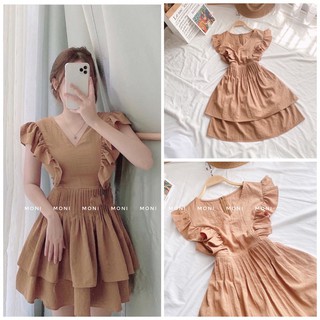 Đầm tay bèo màu nâu nhạt🌈