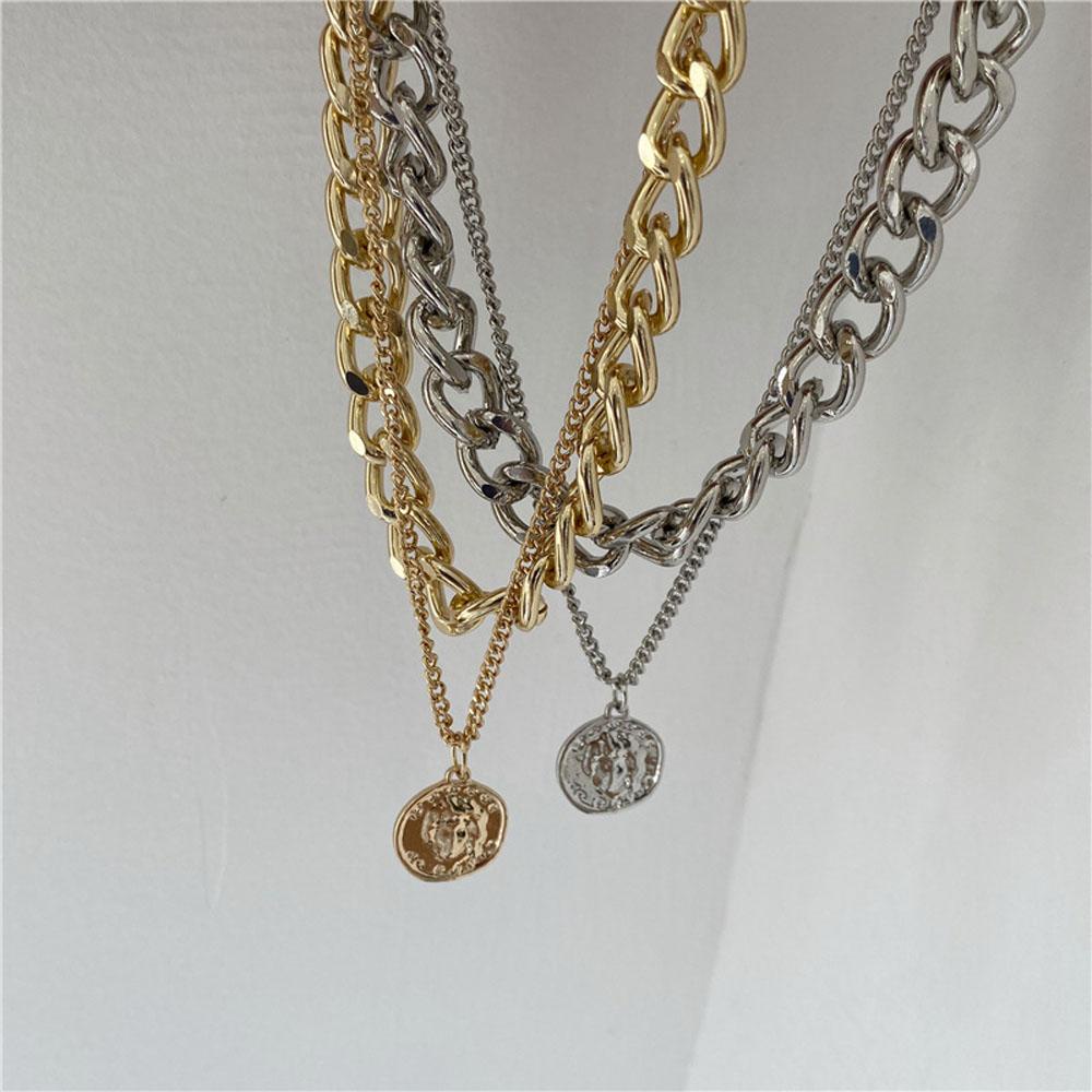 Vòng Cổ Choker Hai Lớp Khắc Hình Đồng Xu Thời Trang