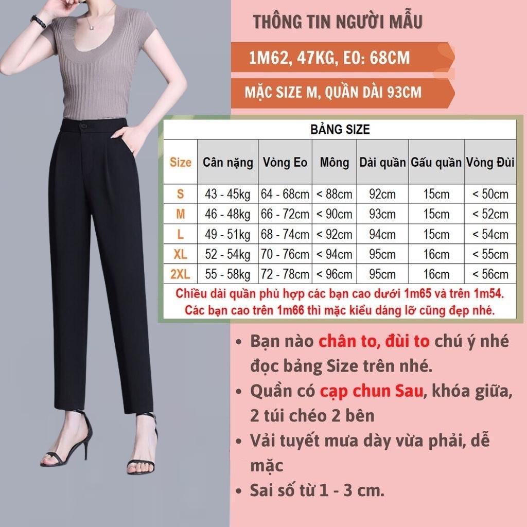 Quần baggy nữ lưng cao chun sau dáng dài vải tuyết mưa mặc đi làm đi học HẠNH 96 Q788