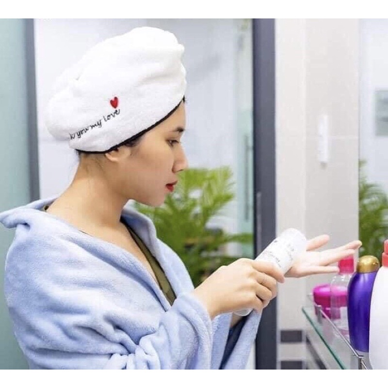 Khăn ủ tóc có khuy cài, khăn lau tóc thấm nước siêu tốt