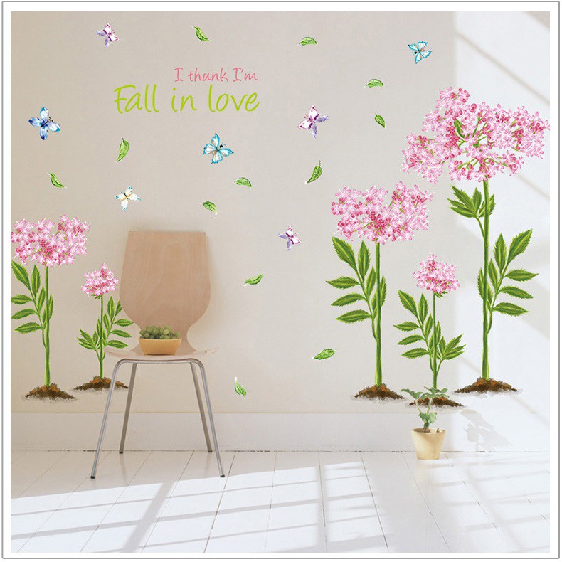 Decal dán tường Hoa mùa xuân lãng mạn dán phòng cưới phòng ngủ AmyShop DH096 ( 92 x 130 cm)