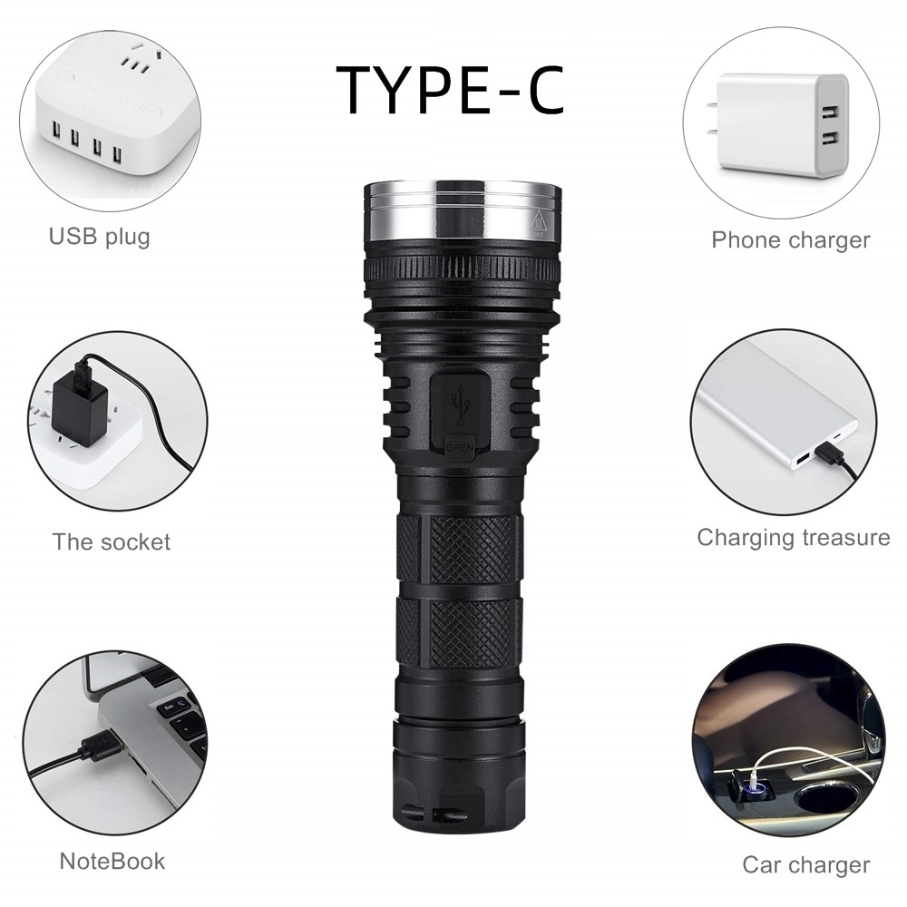 Đèn pin LED siêu mạnh Alonefire X27 SST40 Đèn pin USB có thể sạc lại Đèn chống nước cho cắm trại ngoài trời