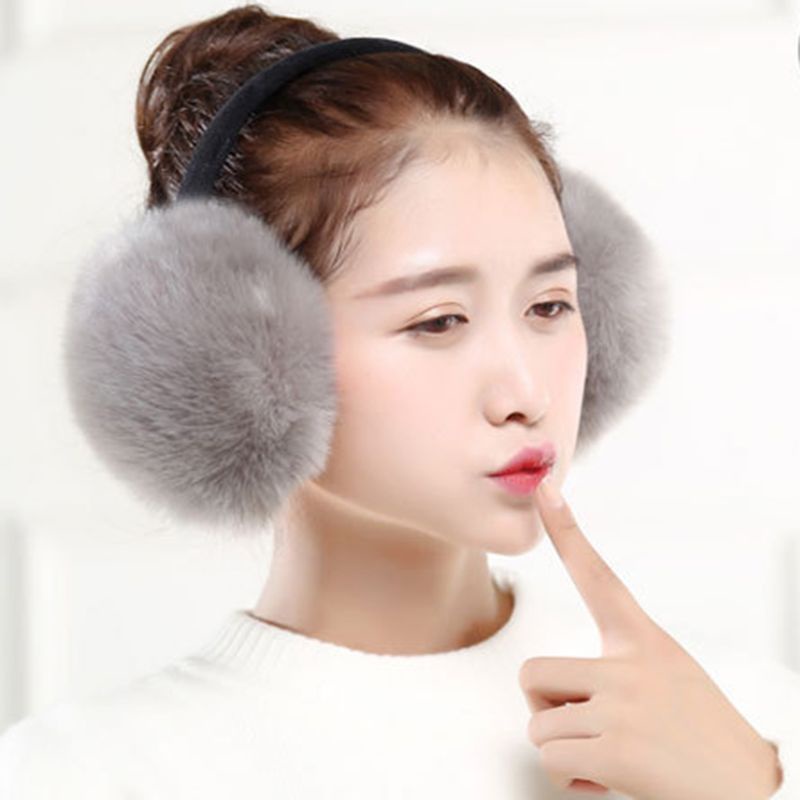 Bông Tai Lông Thỏ Nhân Tạo Màu Sắc Ngọt Ngào Thời Trang Mùa Đông Cho Nữ