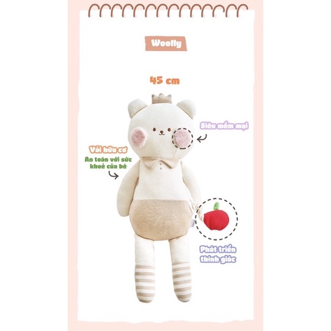 GẤU BÔNG EMONG CAO CẤP HÀN QUỐC 100% HỮU CƠ HOLLY  WOOLY VELY MEDUAHAUBIMSUA
