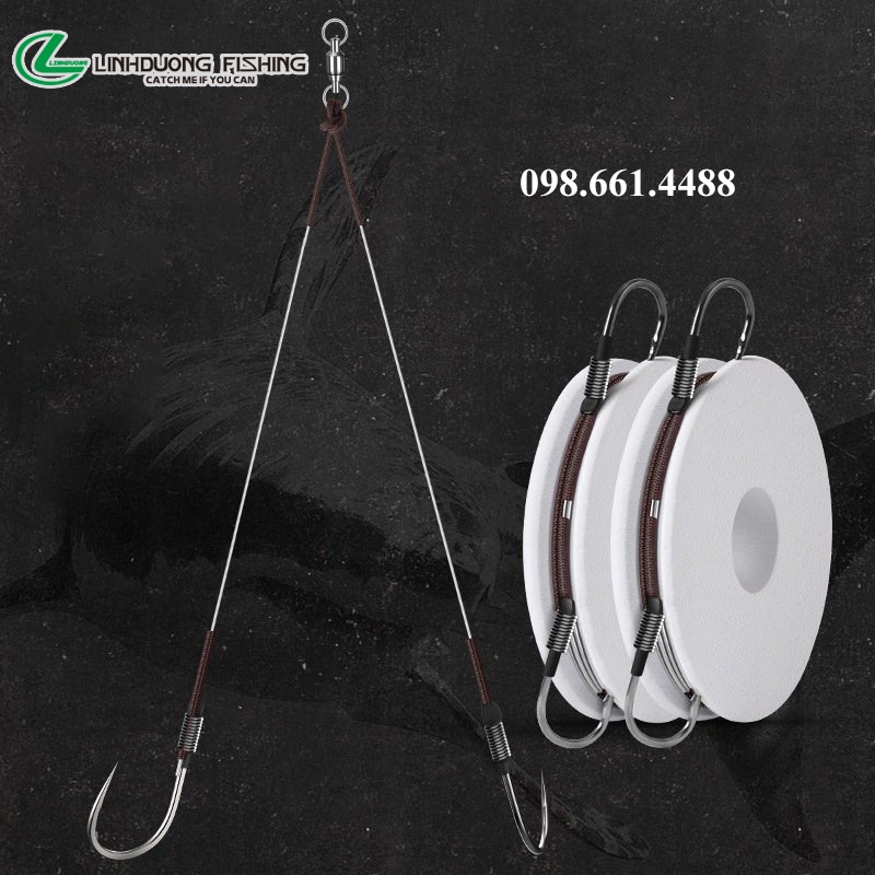 Thẻo Săn Hàng Lưỡi Đôi Buộc Sẵn Chuyên Câu Câu Đơn , Câu Đài , Cước Carbon , Lưỡi Săn Hàng Thép phủ Silicon