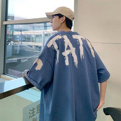 Tide Thương hiệu Áo thun ngắn tay Hip Hop Nam In xu hướng Sinh viên hoang dã M.ùa hè Teen Hồng Kông Áo khoác gió năm điể