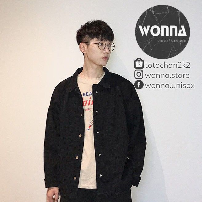 (CÓ SẴN) Áo khoác jeans xanh rêu - Denim jacket ulzzang unisex oversize Hàn street style