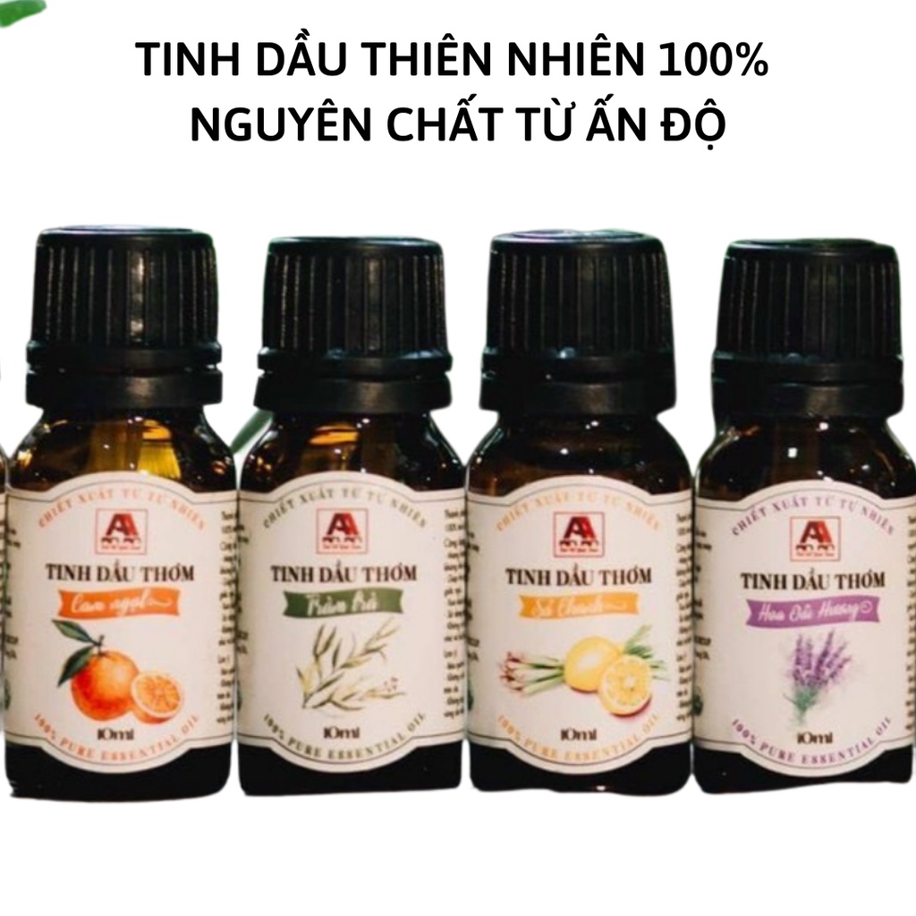 Tinh dầu thiên nhiên nguyên chất nhập khẩu Ấn Độ, Sả chanh, Bạc hà, Quế, Oải hương, Cam, Tràm trà An An (chọn mùi)