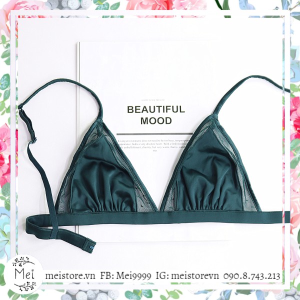 MEI STORE - NAYANTARA BRALETTE Áo bra không gọng xanh mix lưới