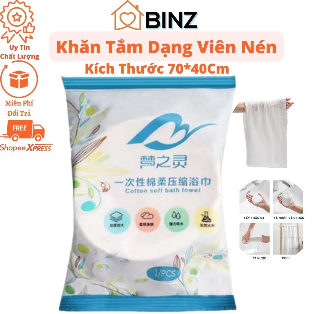 Khăn Tắm Du Lịch,Viên Nén Du Lịch (70x140cm) Dùng Một Lần, Khăn Tắm 100% Cotton Tiện Lợi