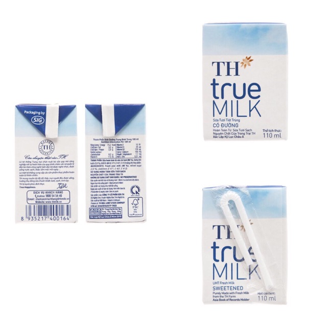 Vỉ 4 hộp sữa th true milk 110ml