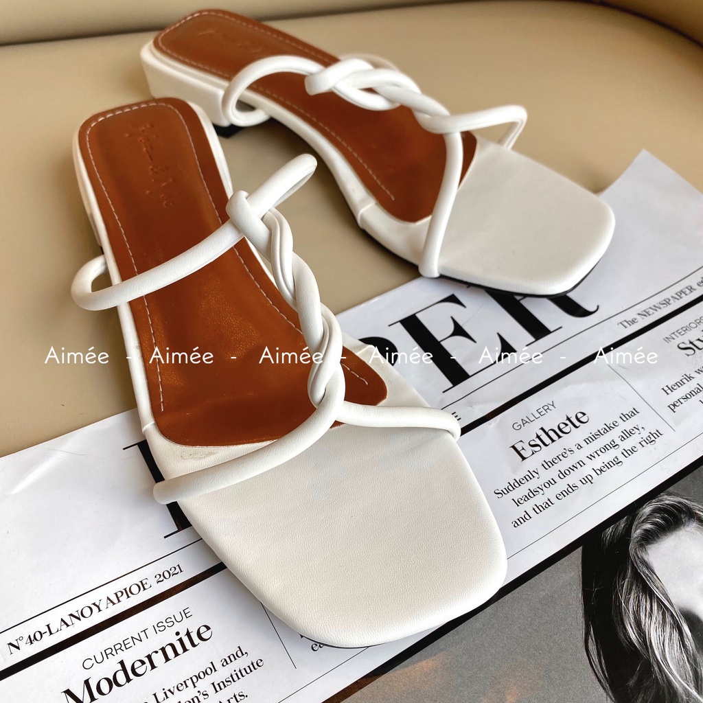 Dép Dây Nữ Xoắn Ốc Dọc Quai Ngang Đế Cao 2 Phân Chất Da Xịn Có Lớp Đệm Êm Ái