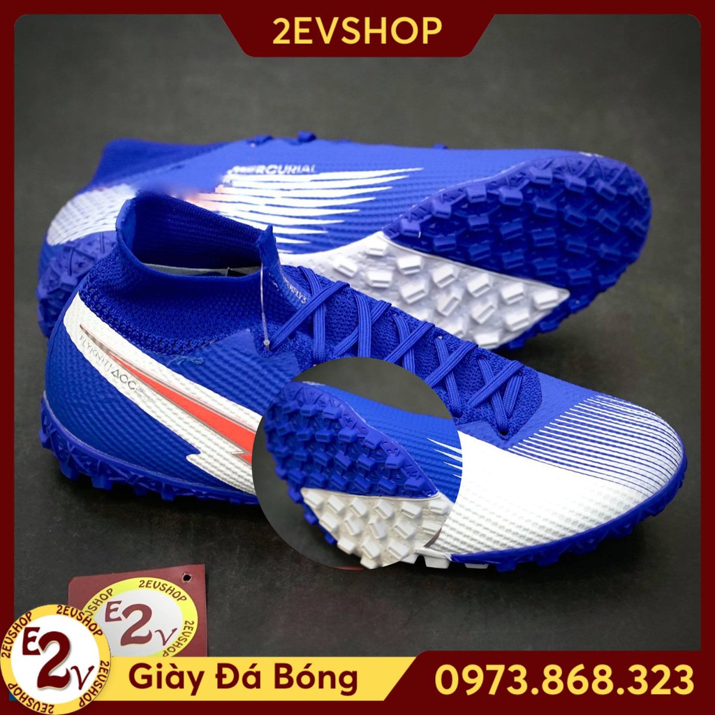 Giày đá bóng thể thao nam 𝐌𝐞𝐫𝐜𝐮𝐫𝐢𝐚𝐥 𝐒𝐮𝐩𝐞𝐫𝐟𝐥𝐲 𝟏𝟒 Xanh Trắng, giày đá banh cỏ nhân tạo đế mềm - 2EVSHOP