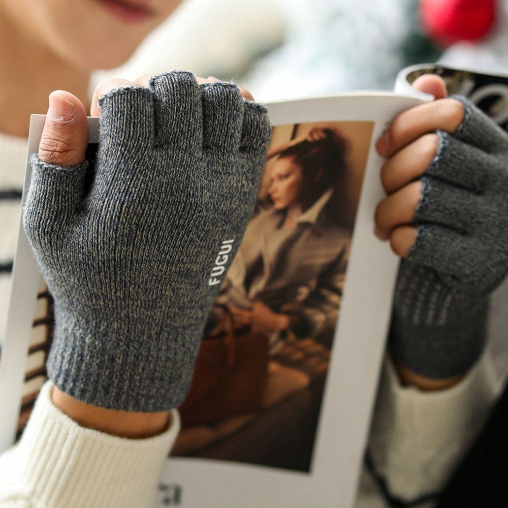 Găng Tay Lái Xe Hở Ngón Bằng Nylon Giữ Ấm Mùa Đông Dành Cho Nam