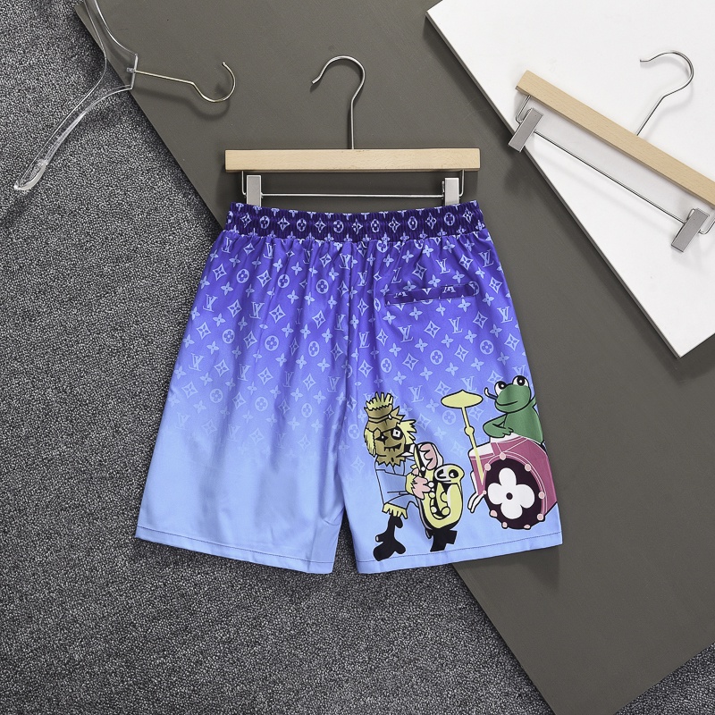 Quần Short In Logo LV Màu Xanh Gradient Thoải Mái Thời Trang Cho Nam