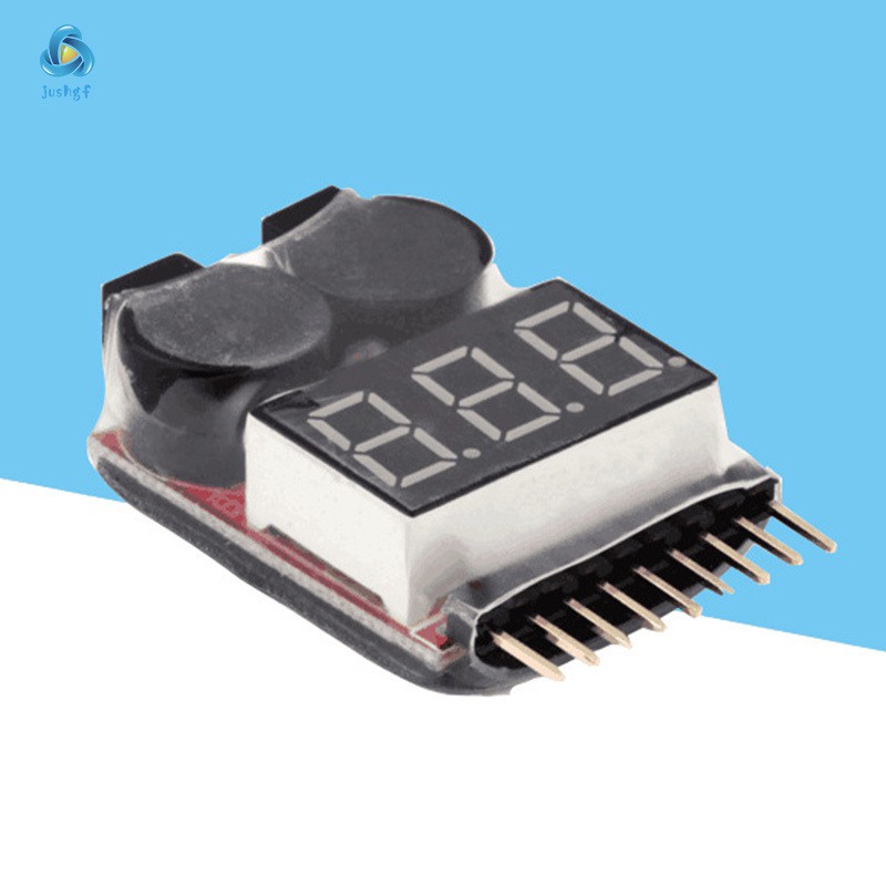 1-8S LED Lipo Battery Monitor Voltage Indicator Checker Tester Low Voltage Buzzer Alarm for Lipo Li-ion LiMn Li-Fe Batte